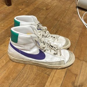 Nike Blazers, Size 12, Color White Purple and Green